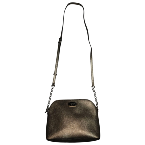 Michael Kors Gold Saffiano Leather Dome Adjustable Strap Crossbody Purse - Picture 1 of 5